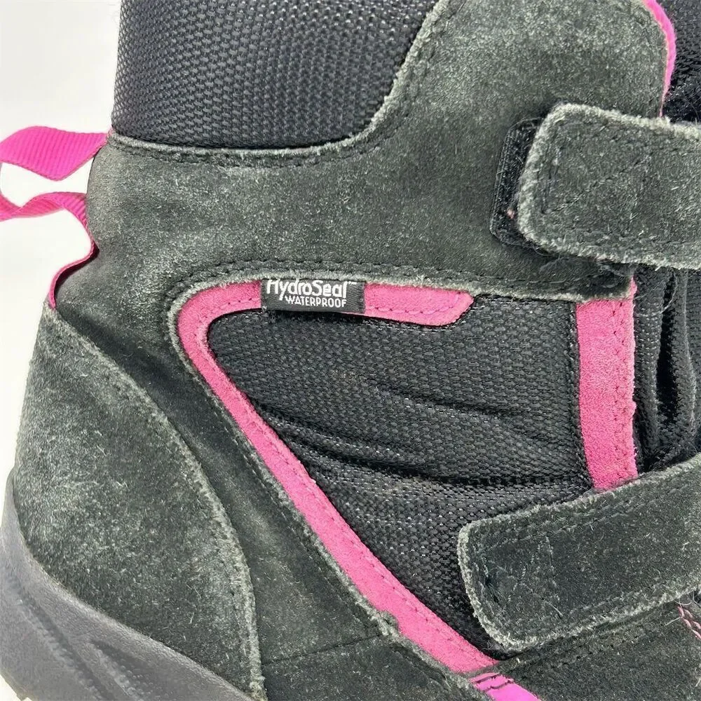 The North Face Girls' Winter Boots Size 6 Black and Pink Waterproof Insulated
